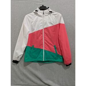 Polar Edge‎ Hooded Jacket Women's Medium Color Block Track Windbreaker Full Zip